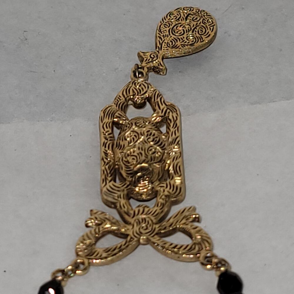 Vintage black bead goldtone necklace Costume Jewelry Fashion Icon BE DIFFERENT - Picture 6 of 8
